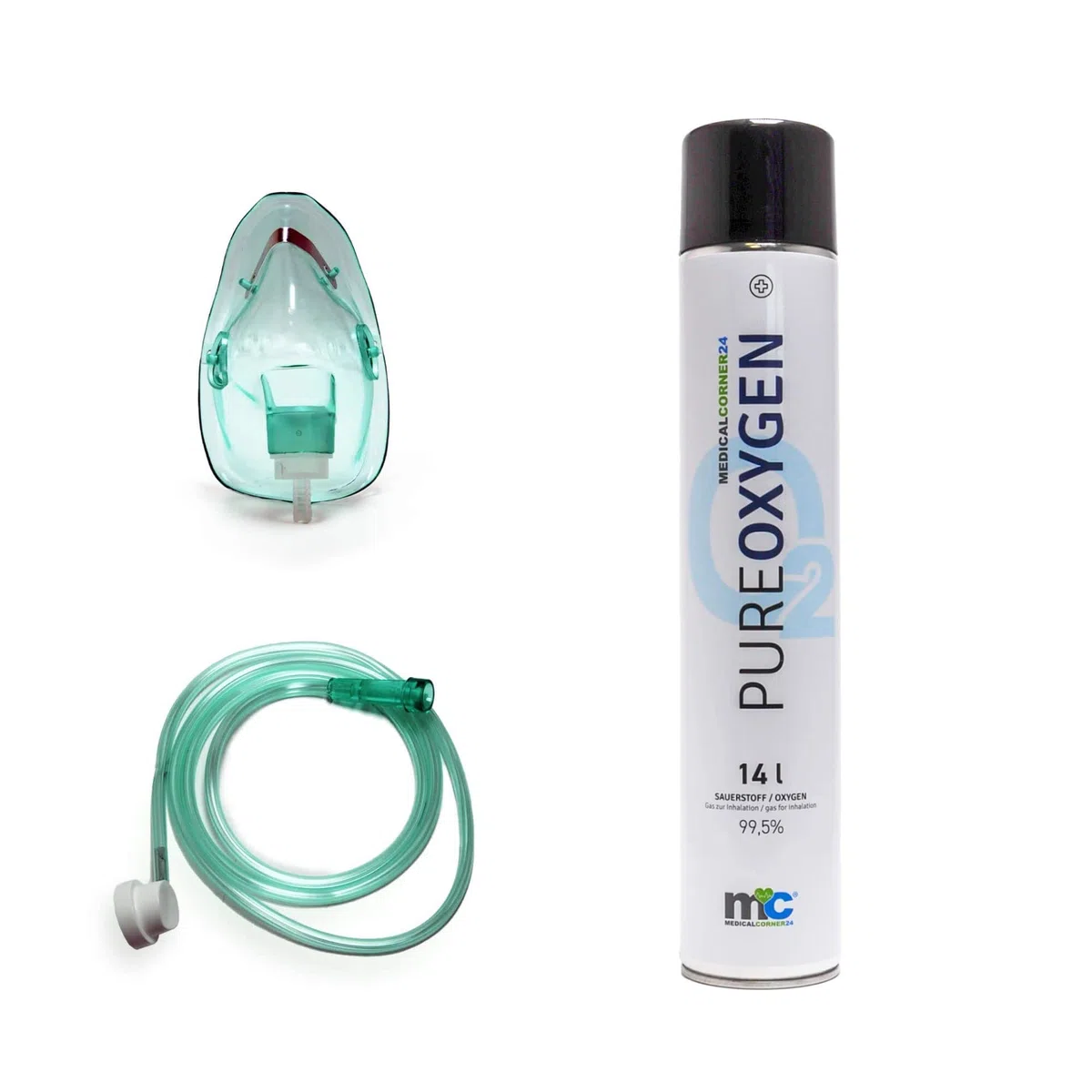 Sauerstoffflasche 14 Liter mit Inhalations Maske - Sauerstoff aus der Dose für Zuhause oder Unterwegs von Medicalcorner24