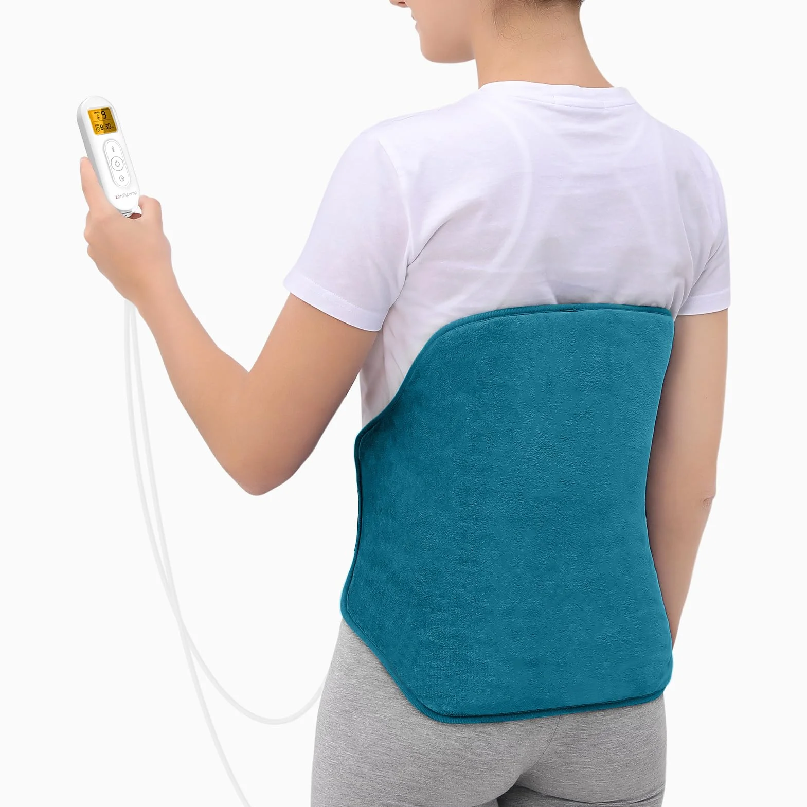 Comfytemp Großes Heizkissen für Rücken mit 9 Wärmestufen 0,5-9h Abschaltautomatik, 39x61cm Elektrisches Rückenwärmer Wärmegürtel Heizgürtel Wärmekissen Maschinenwaschbar（Max. Tailleumfang: 120 cm）